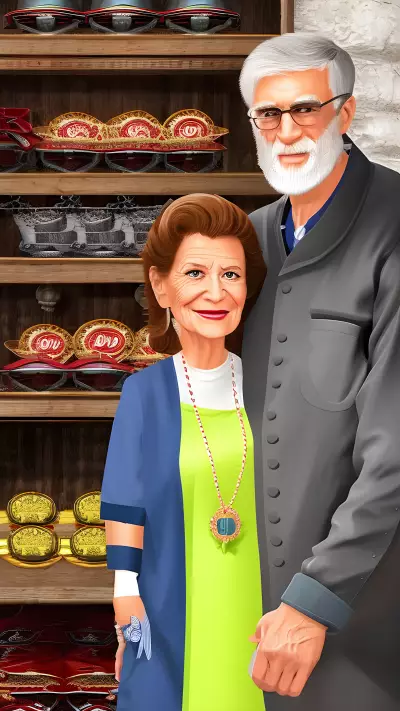 Grandfather and Grandmother Visiting their Favorite Antique Shop A Traditional Portrait