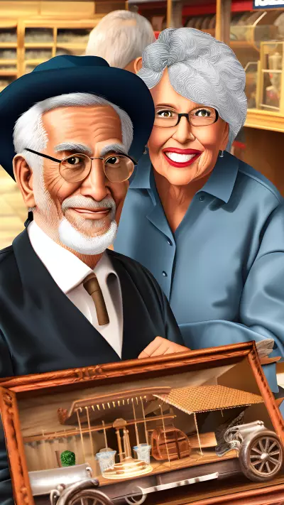 Grandfather and Grandmother Visiting their Favorite Antique Shop A Traditional Portrait