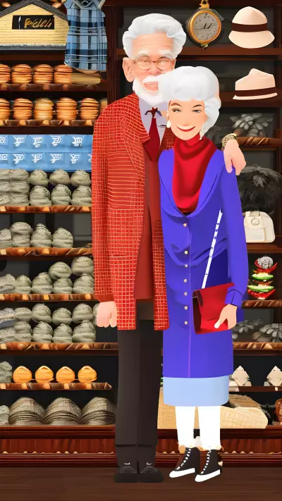 Grandfather and Grandmother Visiting their Favorite Antique Shop A Traditional Portrait