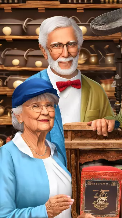 Grandfather and Grandmother Visiting their Favorite Antique Shop A Traditional Portrait
