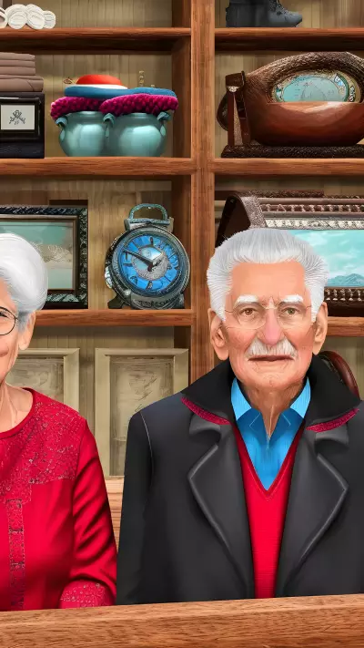 Grandfather and Grandmother Visiting their Favorite Antique Shop A Traditional Portrait