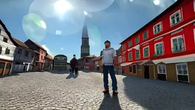 Identity Reflection in a Quaint Village Square