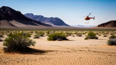 Desert Landscape Vibrant Color Captured in the Bleakness of Sand and Helicopter