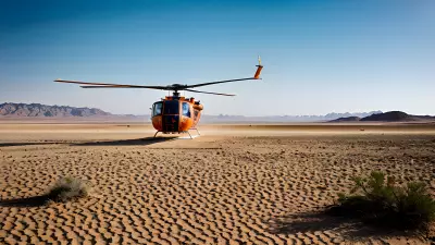 Desert Landscape Vibrant Color Captured in the Bleakness of Sand and Helicopter