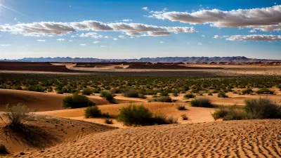Desert Landscape Vibrant Color Captured in the Bleakness of Sand and Helicopter