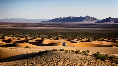 Desert Landscape Vibrant Color Captured in the Bleakness of Sand and Helicopter