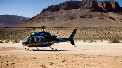 Desert Landscape Vibrant Color Captured in the Bleakness of Sand and Helicopter