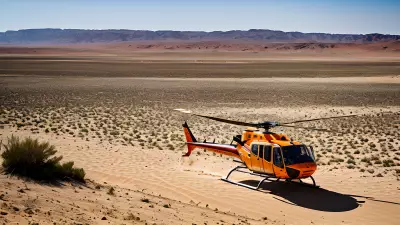 Desert Landscape Vibrant Color Captured in the Bleakness of Sand and Helicopter