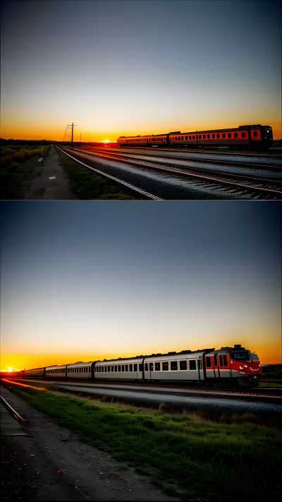 Fleeting Moments of the Sun and the Train