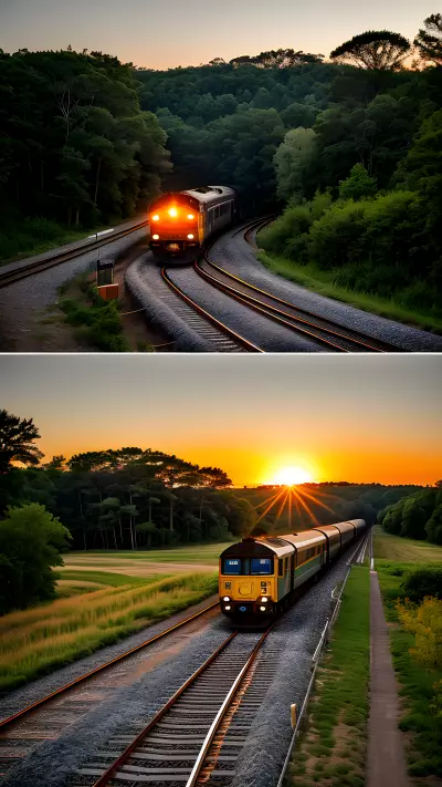Fleeting Moments of the Sun and the Train