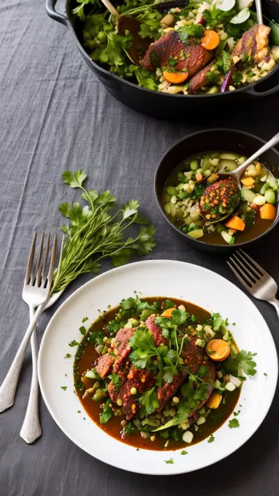 Homemade Elegance Capturing the Flavors of the Garden with Fresh Ingredients and a Ladle