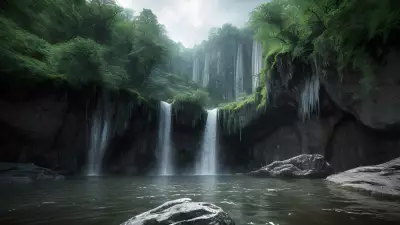 Serpentine Guardians at the Enchanting Waterfall