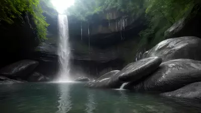 Serpentine Guardians at the Enchanting Waterfall