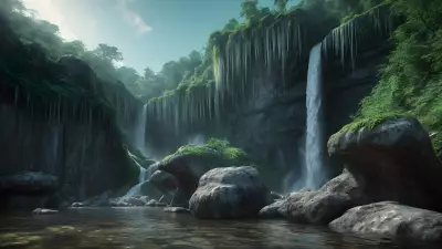Serpentine Guardians at the Enchanting Waterfall