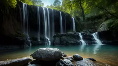 Serpentine Guardians at the Enchanting Waterfall