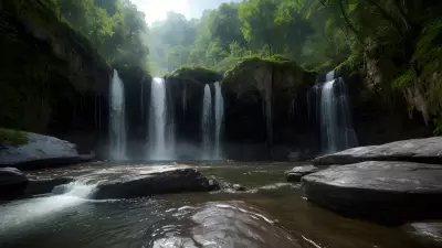 Serpentine Guardians at the Enchanting Waterfall
