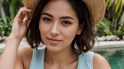 Splash of Color   A Minimalist Portrait at a Tropical Pool