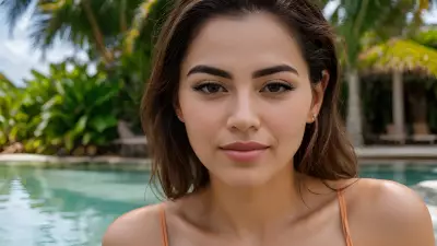 Splash of Color   A Minimalist Portrait at a Tropical Pool