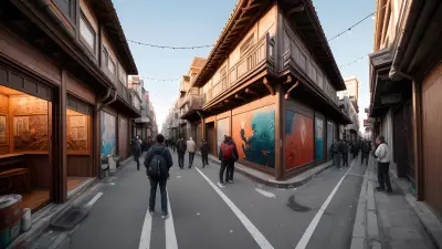 Wood Art in the Streets Capturing People's Essence in an Alley