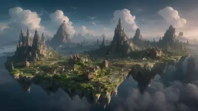 Aerial Enclave Sublime Village in the Celestial Clouds