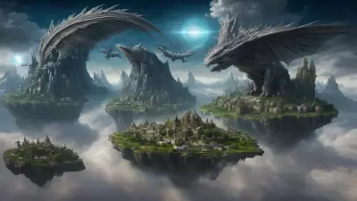 Aerial Enclave Sublime Village in the Celestial Clouds