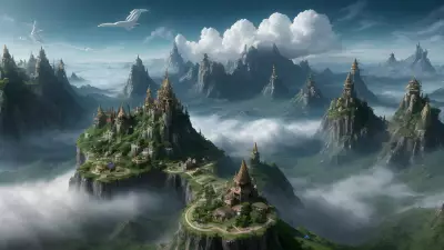 Aerial Enclave Sublime Village in the Celestial Clouds