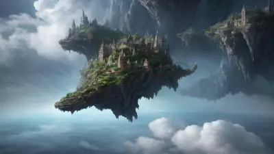 Aerial Enclave Sublime Village in the Celestial Clouds