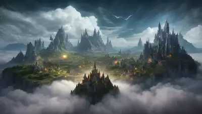 Aerial Enclave Sublime Village in the Celestial Clouds