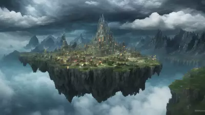 Aerial Enclave Sublime Village in the Celestial Clouds