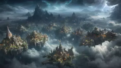 Aerial Enclave Sublime Village in the Celestial Clouds