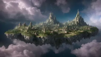 Aerial Enclave Sublime Village in the Celestial Clouds