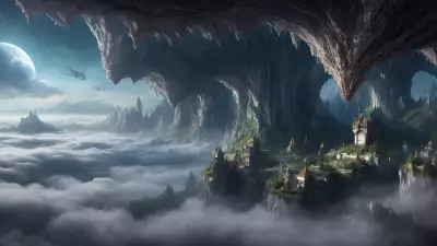 Aerial Enclave Sublime Village in the Celestial Clouds