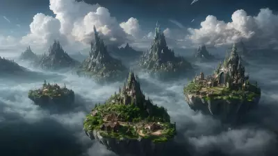 Aerial Enclave Sublime Village in the Celestial Clouds
