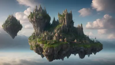 Aerial Enclave Sublime Village in the Celestial Clouds