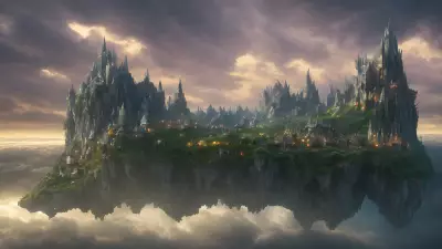 Aerial Enclave Sublime Village in the Celestial Clouds