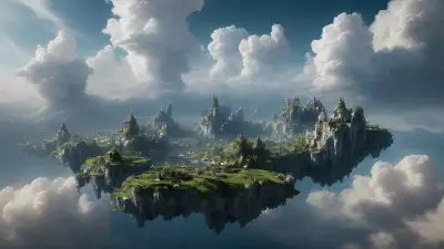 Aerial Enclave Sublime Village in the Celestial Clouds