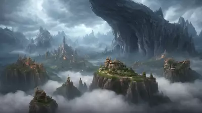 Aerial Enclave Sublime Village in the Celestial Clouds