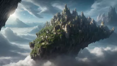 Aerial Enclave Sublime Village in the Celestial Clouds