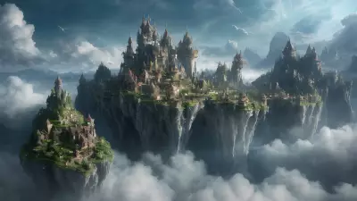 Aerial Enclave Sublime Village in the Celestial Clouds