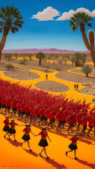 Hot Summer Parade in the Desert A Painting by Elizabeth Peyton