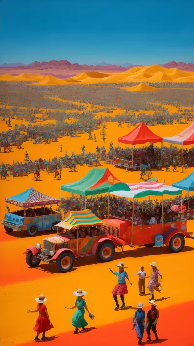 Hot Summer Parade in the Desert A Painting by Elizabeth Peyton