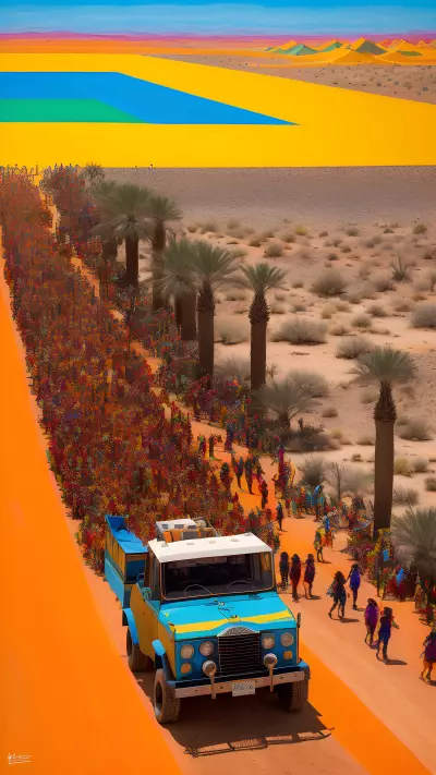 Hot Summer Parade in the Desert A Painting by Elizabeth Peyton