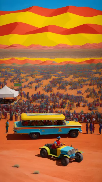 Hot Summer Parade in the Desert A Painting by Elizabeth Peyton
