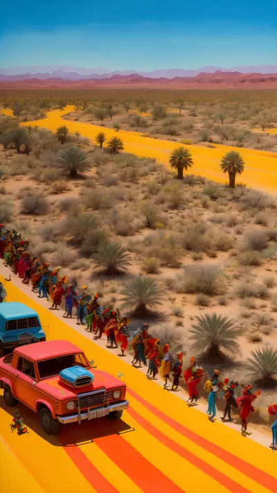 Hot Summer Parade in the Desert A Painting by Elizabeth Peyton