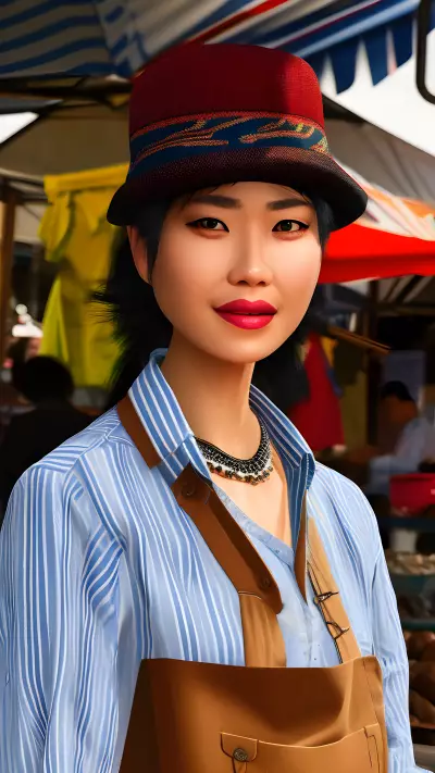 Gender fluid Vendor at the Street Market