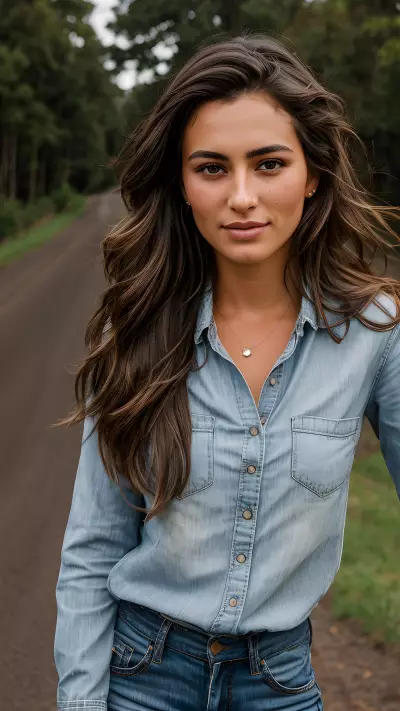 Capturing Essence A Realistic Portrait on a Country Road