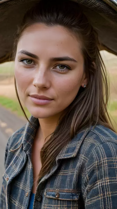 Capturing Essence A Realistic Portrait on a Country Road