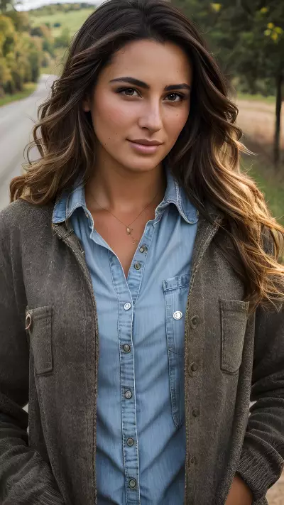 Capturing Essence A Realistic Portrait on a Country Road