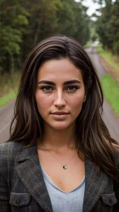Capturing Essence A Realistic Portrait on a Country Road