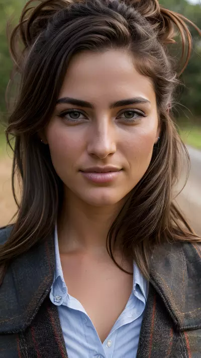 Capturing Essence A Realistic Portrait on a Country Road